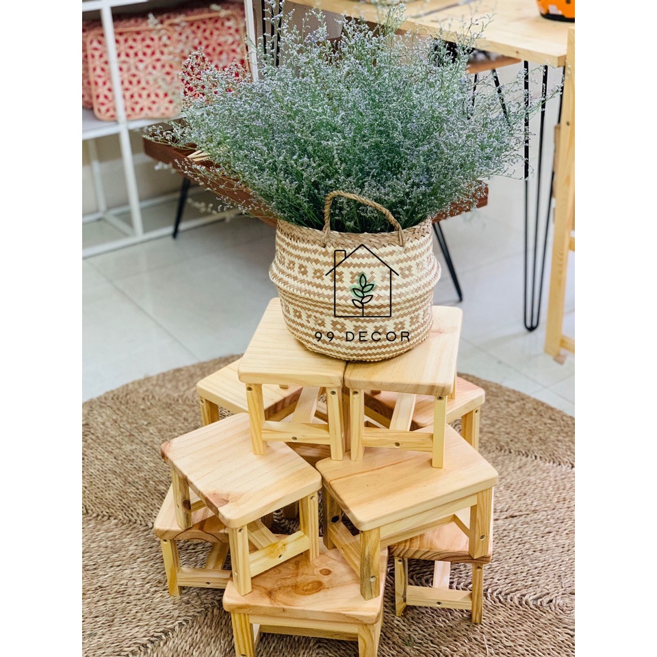 Ghế gỗ vintage/ ghế đẩu/ ghế gỗ kê chân văn phòng