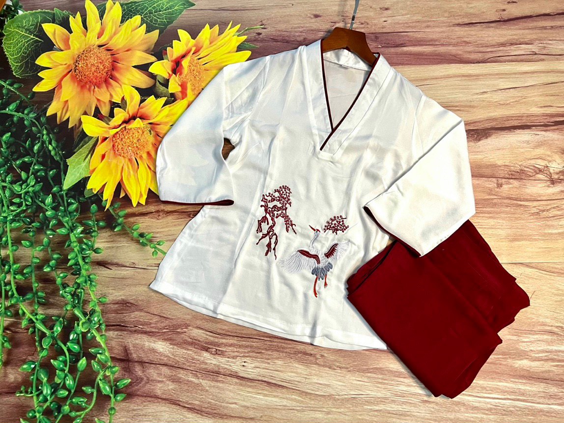 Đồ lam đi chùa # bộ chéo hạc# quần áo nữ