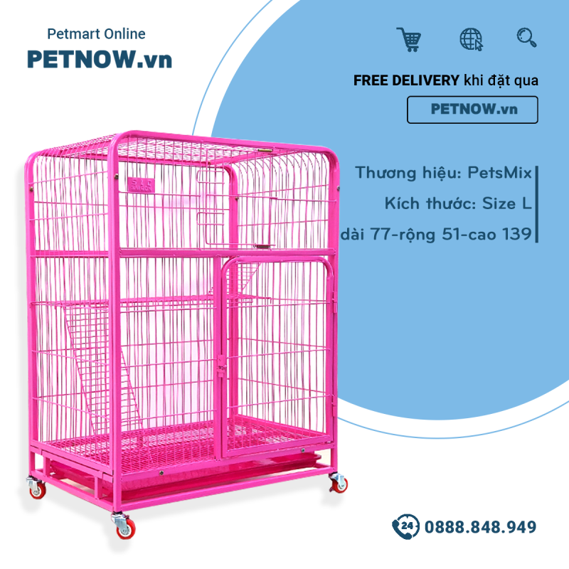 Chuồng nuôi thú cưng Petsmix size dài 77cm - rộng 51cm - cao 139cm