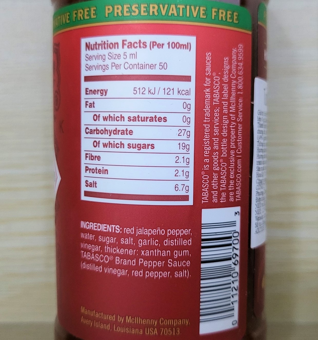 TABASCO (chai 300g) TƯƠNG ỚT Sriracha Jalapeno Chilli Sauce