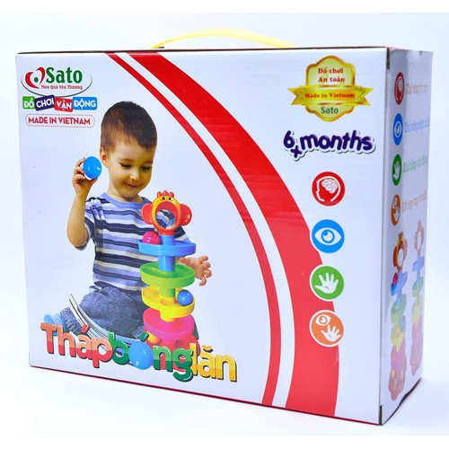 Đồ chơi tháp bóng xoay tròn tăng tương tác ba mẹ và các bé tăng cường vận động phát triển tư duy