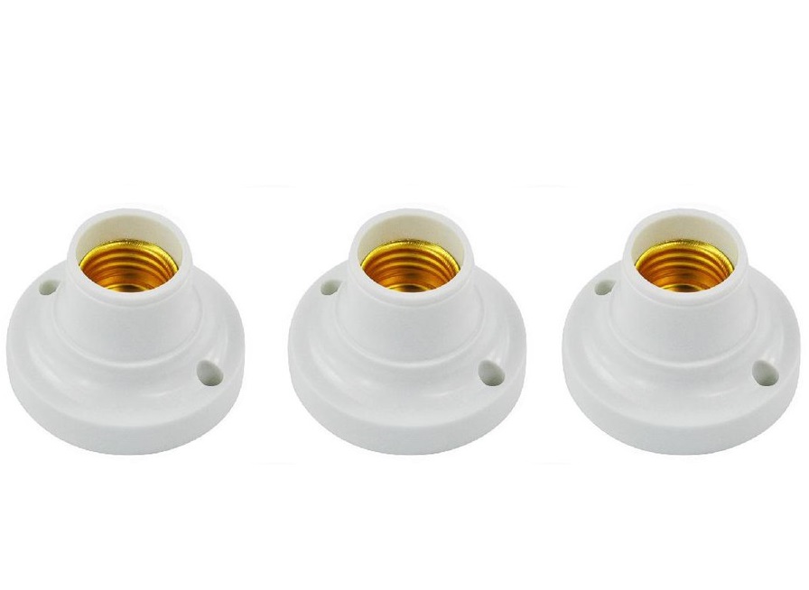 Bộ 8 Đuôi đèn tròn gắng tường tiêu chuẩn E27 27mm Trắng Đen