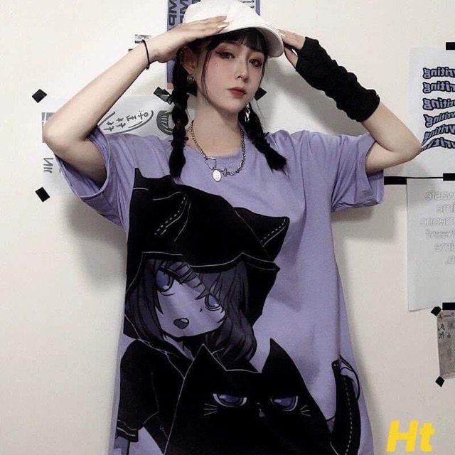 Áo cô bé mũ mèo ngắn tay HT11