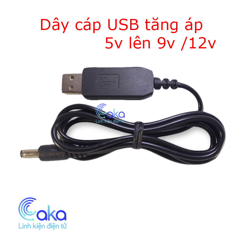 Dây USB tăng áp 5V sang 9V 12V jack dc 5.5x2.1mm