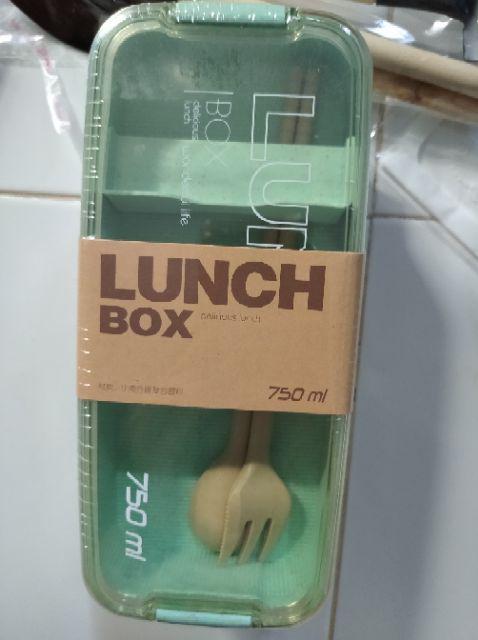 [HCM]Hộp Cơm Lúa Mạch 2 Tầng 750ml Kèm muỗng đũa