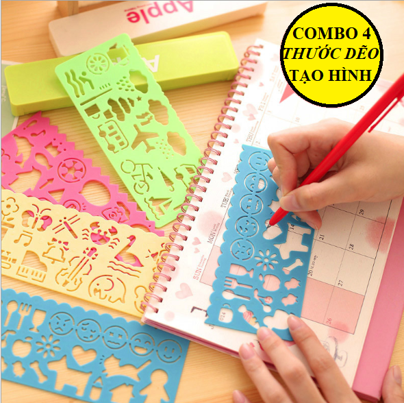 COMBO 4 THƯỚC DẼO VẼ HÌNH ĐỘC ĐÁO