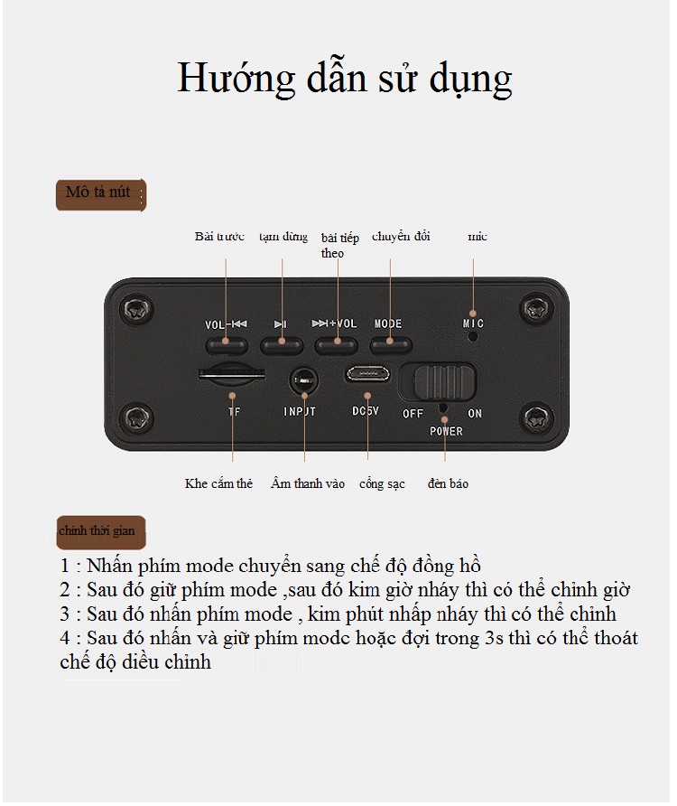 Loa Bluetooth Mini Có Hiển Thị Đồng Hồ Đa Năng W5