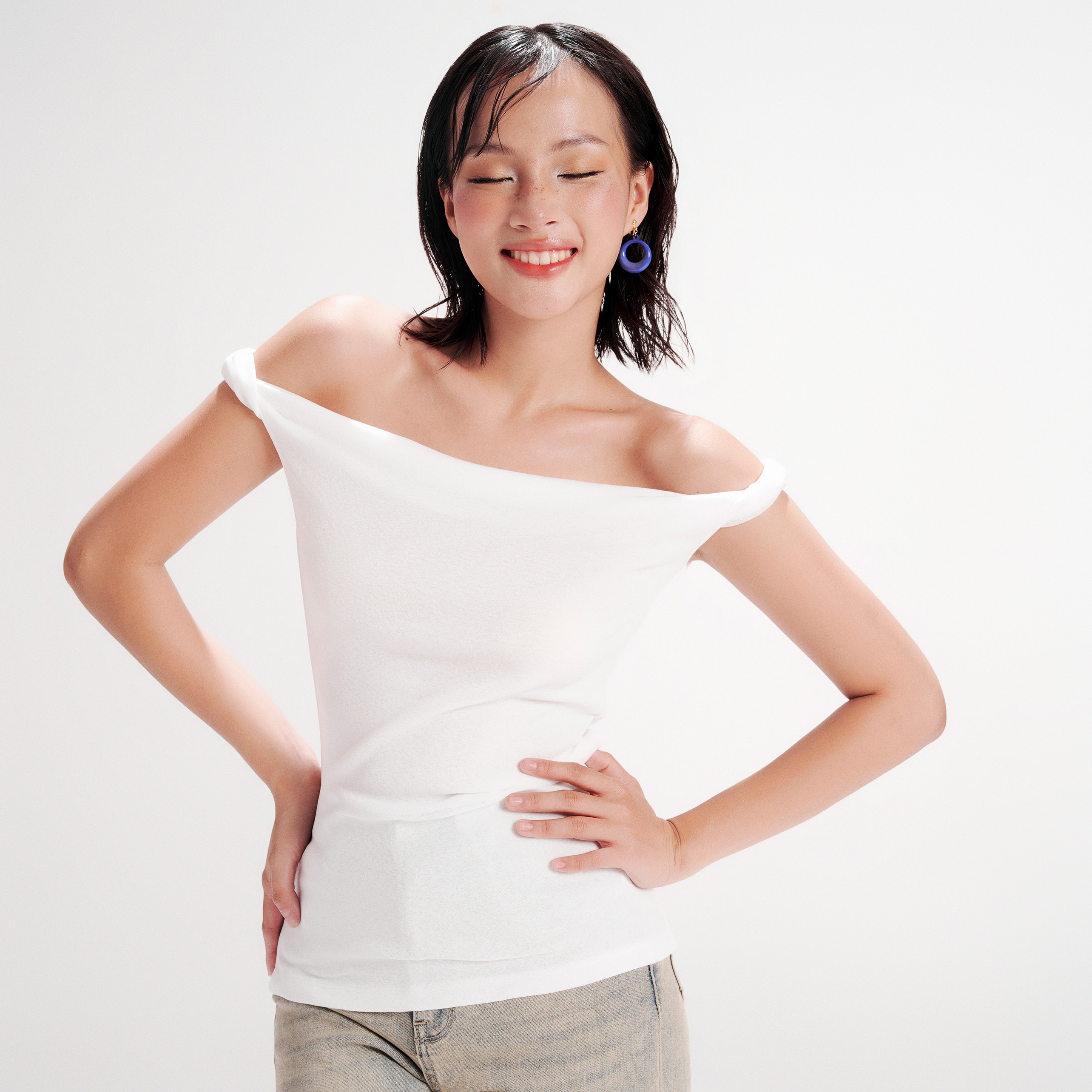 DOTTIE - Áo vặn vai - Trắng - T0906