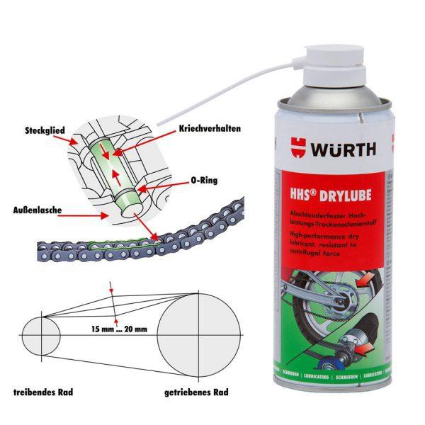 Chai xịt mỡ bò khô HHS DRYLUBE 400ML Wurth