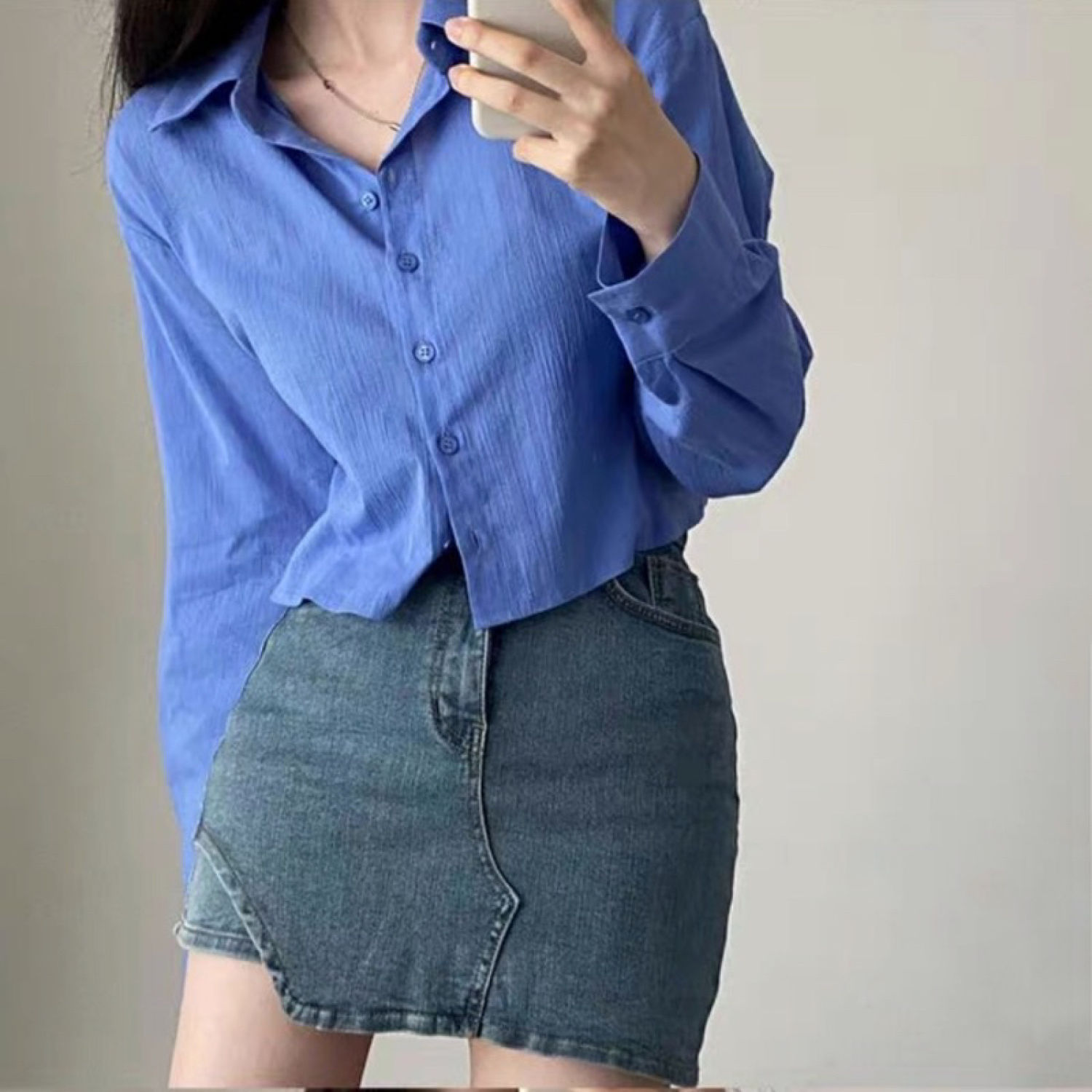 áo sơ mi croptop cột dây lưng chất lụa dập