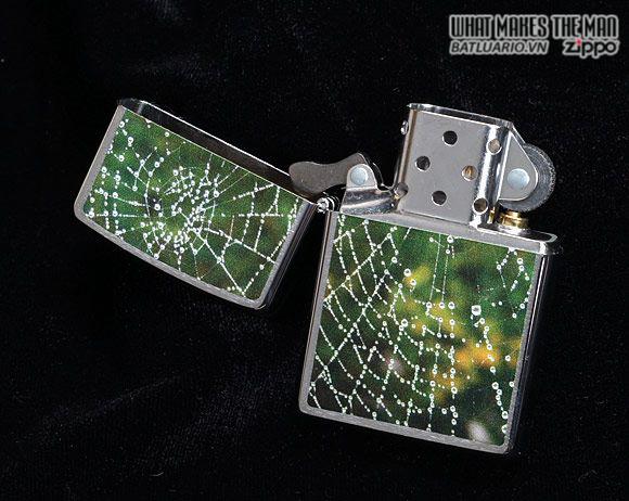 Bật lửa zippo 28285 - Bật lửa zippo Spider Web Rain Drops Brushed Chrome