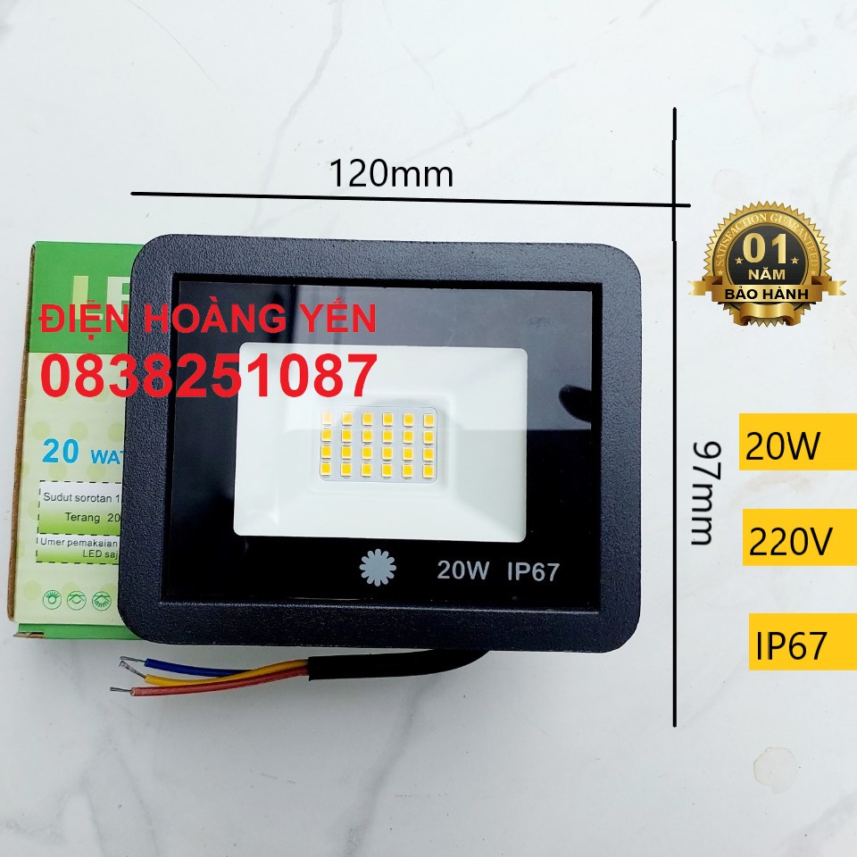 Đèn pha led 20W chiếu sáng ngoài trời sân vườn