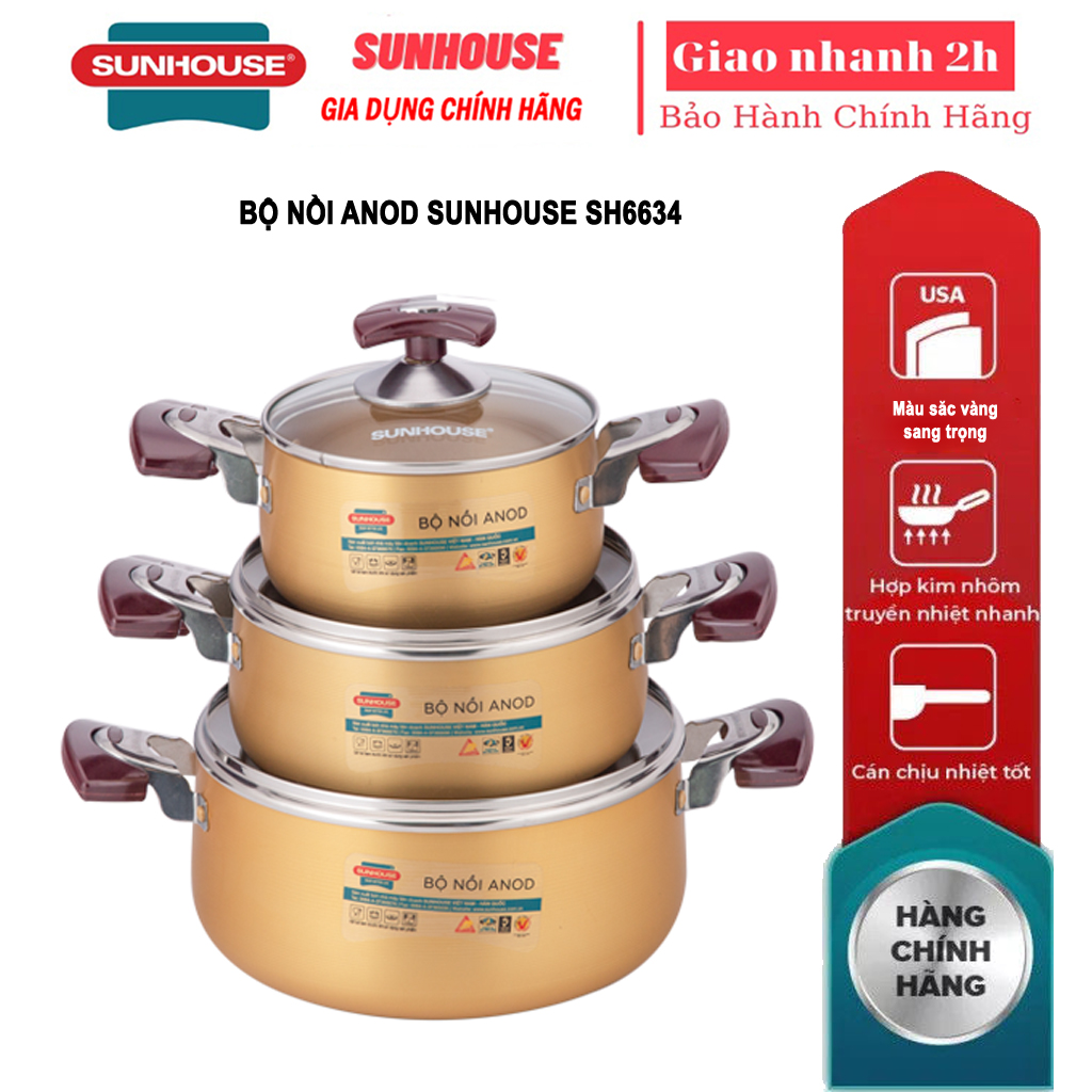 Bộ 3 nồi anod SUNHOUSE SH6634