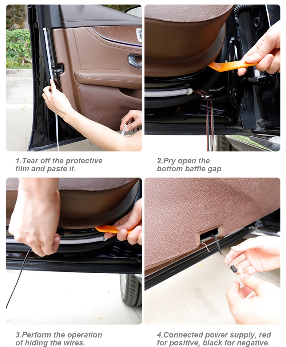 12V Car Door Warning Lights Shinning Mode Strips Universal