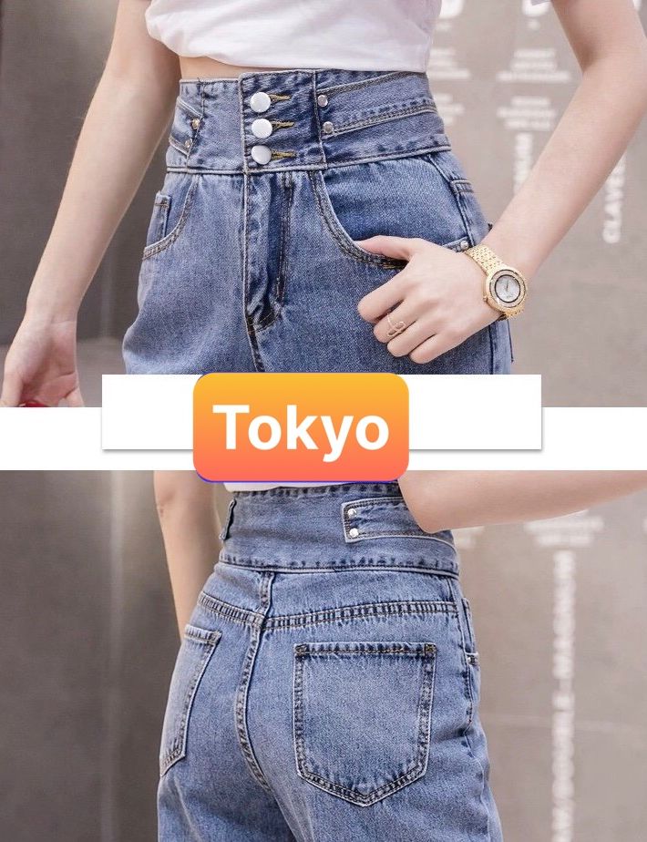 QUẦN JEAN BAGGY NỮ CHẤT BÒ XANH 3 CÚC DÂY LƯNG CAO NÂNG MÔNG NHẬT BẢN SANG CHẢNH T-396 CAO CẤP TOKYO FASHION
