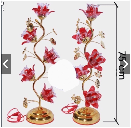 2 CÂY ĐÈN THỜ HOA THỦY TINH PHA LÊ CÁO CẤP 5 BÔNG 75 CM