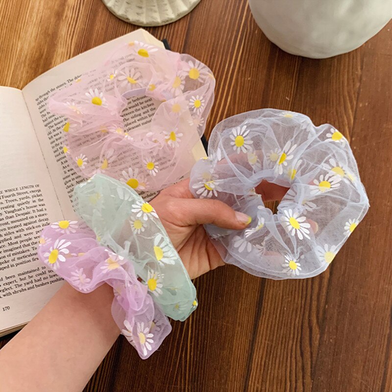 [HCM](HÀNG HOT) Cột (buộc) tóc scrunchies voan lưới cúc họa mi xinh xắn.