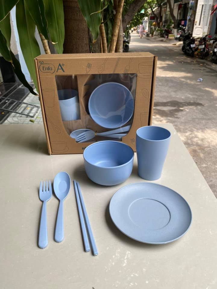 [HCM]Bộ ăn dặm lúa mạch 6 chi tiết cho bé (màu ngẫu nhiên )