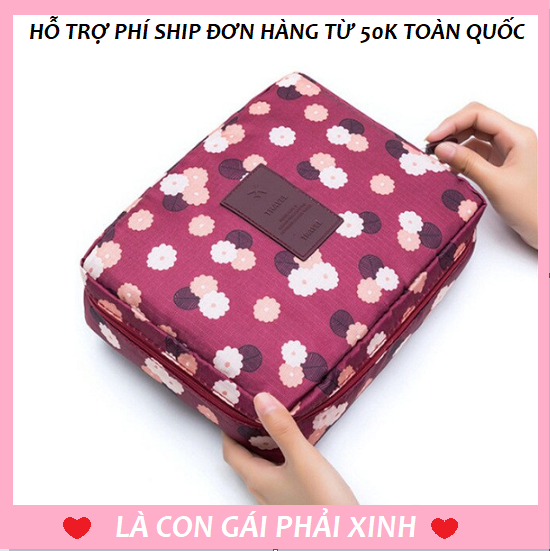 [HCM]Túi đựng mỹ phẩm xách tay Travel túi đựng đồ mỹ phẩm đa năng chống thấm nước kích thước 21x8x17cm