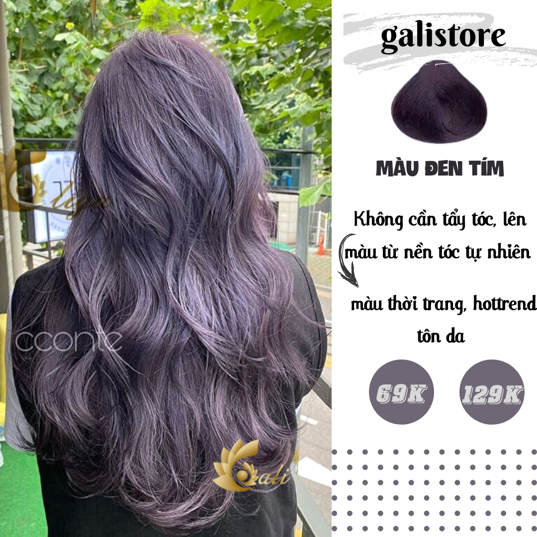 Thuốc nhuộm tóc màu đen tím + tặng oxy trợ dưỡng Galistore