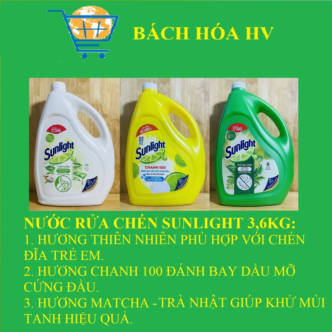 Nước rửa chén SUNLIGHT can 3,6KG - BACH HOA HV