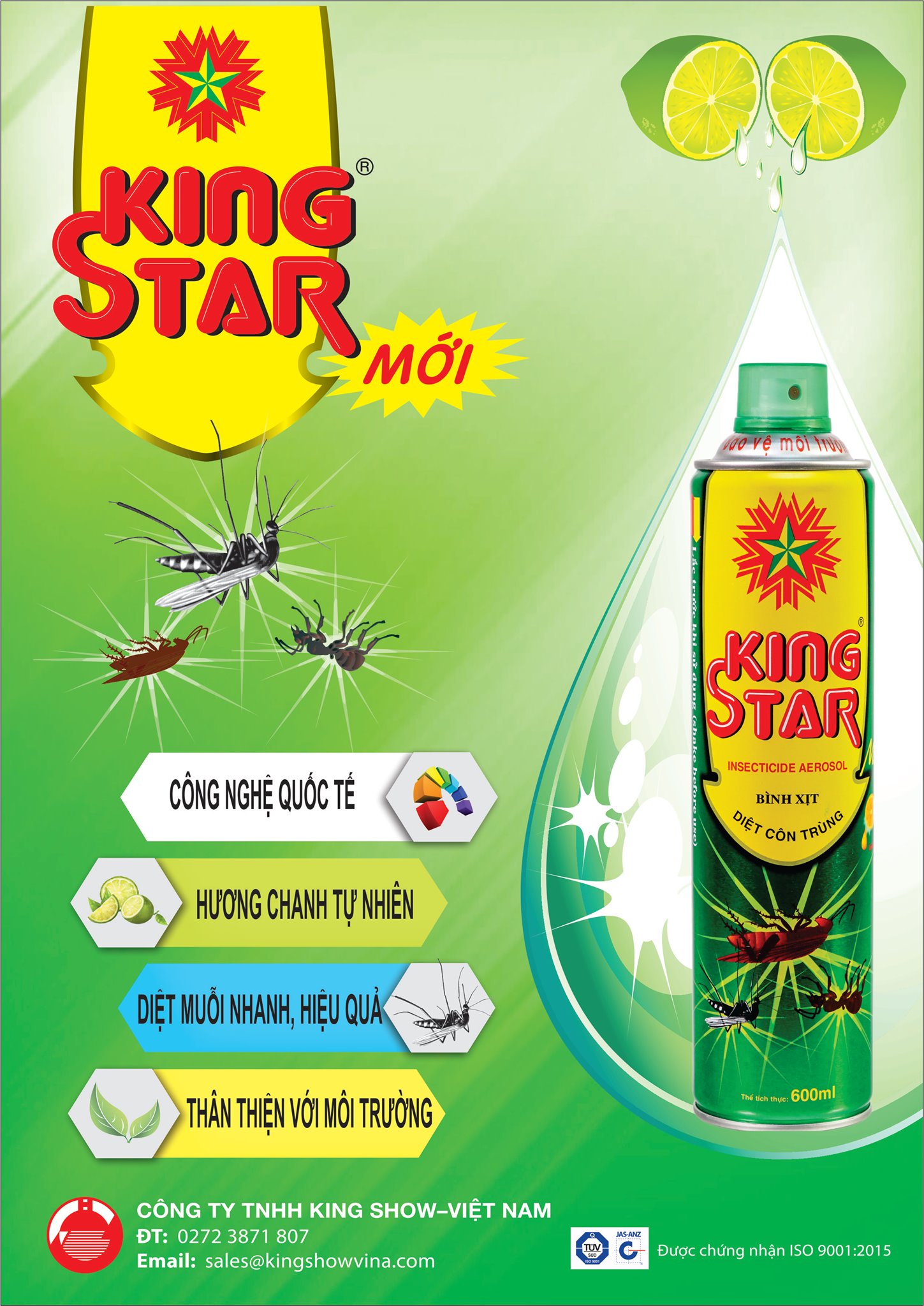 [HCM]Bình Xịt Muỗi Diệt Côn Trùng King Star 600ml