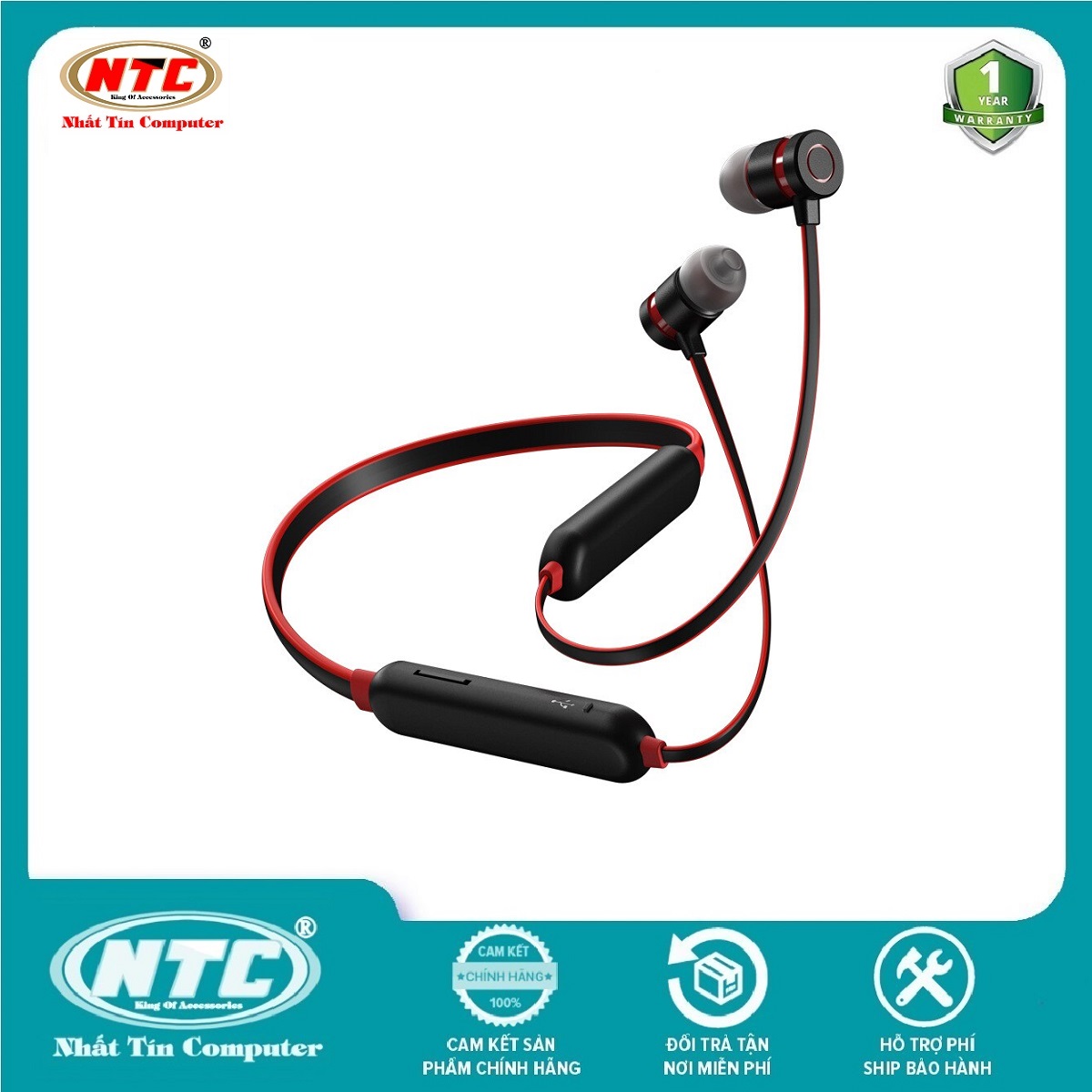 Tai nghe bluetooth Remax RX-S100 Neck-band Sports V5.0 pin dùng 10H có khe gắn thẻ nhớ - Nhất Tín Computer