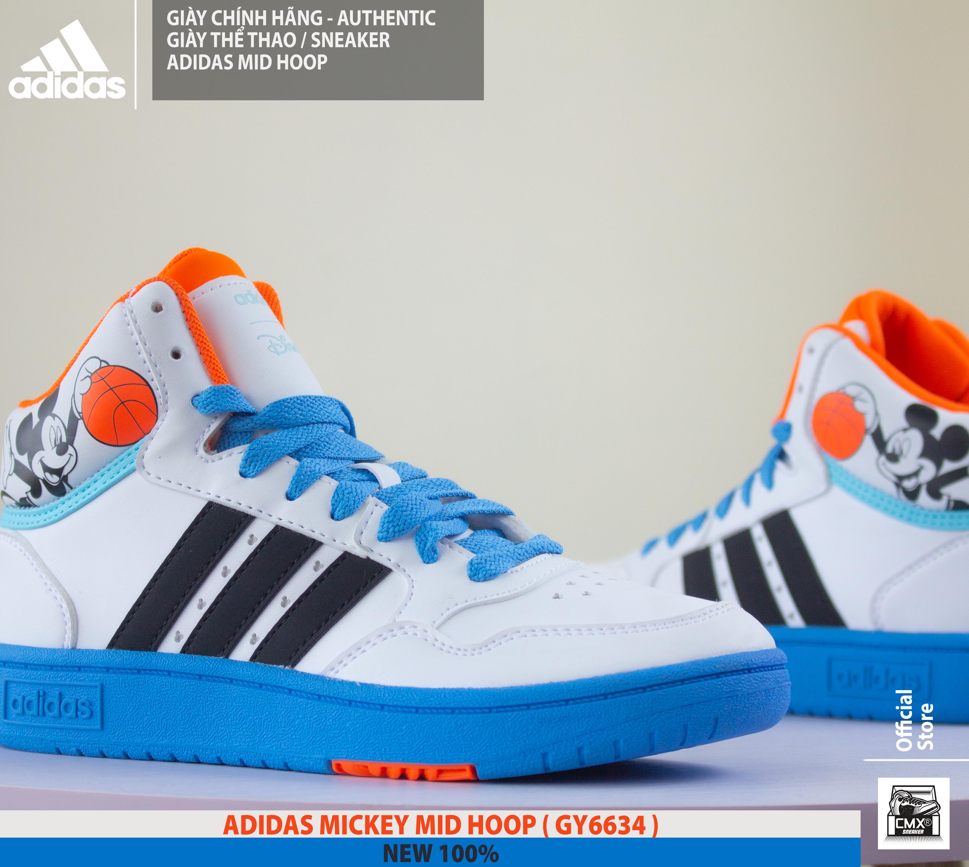 😘 [ HÀNG CHÍNH HÃNG CÓ SẴN ] Giày Adidas MICKEY Mid Hoop ( GY6634 ) - AUTHENTIC 100%