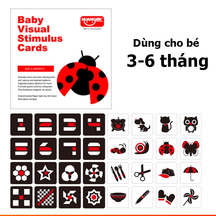 Combo 16 thẻ kích thích thị giác cho bé từ 0-36 tháng