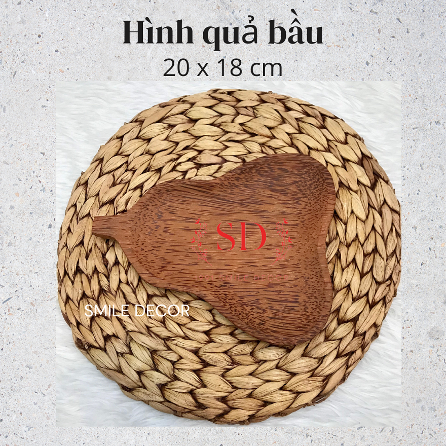 Đĩa gỗ dừa đựng thức ăn, trang trí Smile Decor