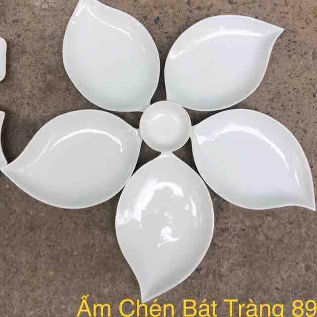 Bộ đĩa ăn hình lá hàng gốm sứ Bát Tràng