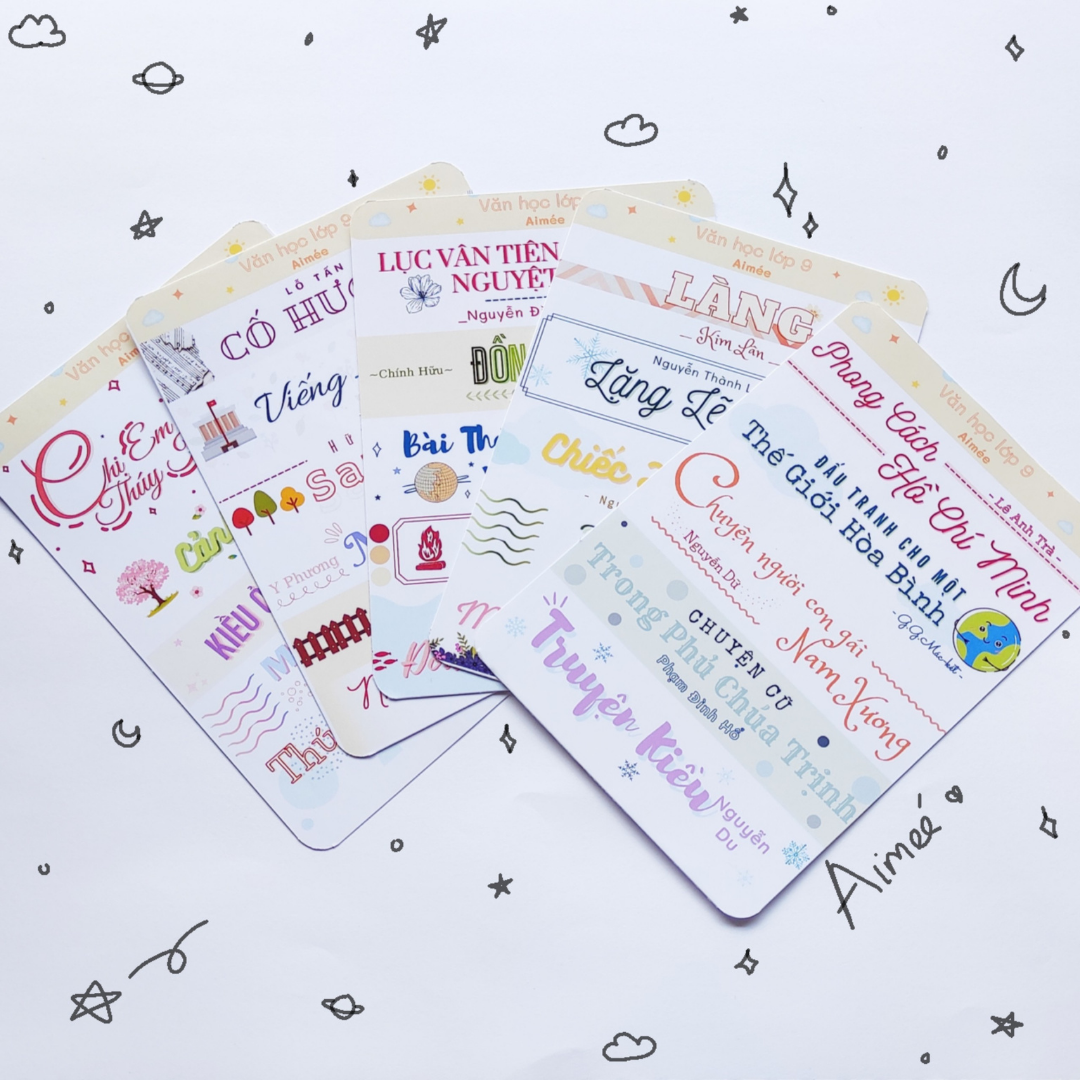Sticker ngữ văn 9, tiêu đề văn học 9 ( Set 5 tấm sticker) | AIMÉE