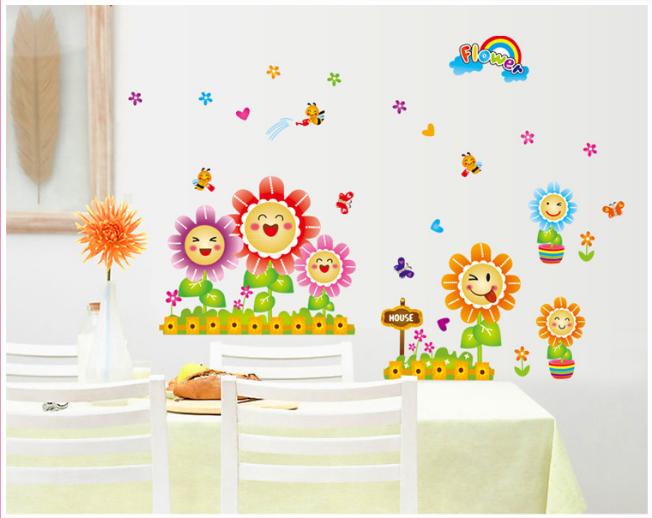 [HCM]Decal trang trí Chân tường Hoa Mặt Cười-K53