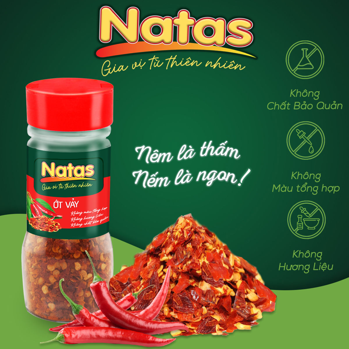 ỚT VẢY NATAS gia vị tiện dụng (hũ 50g)
