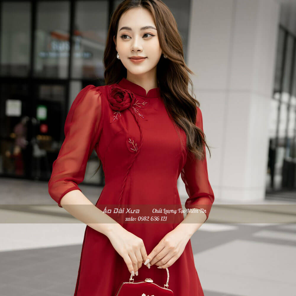 Áo dài cách tân nữ tay lỡ thủ công ma05