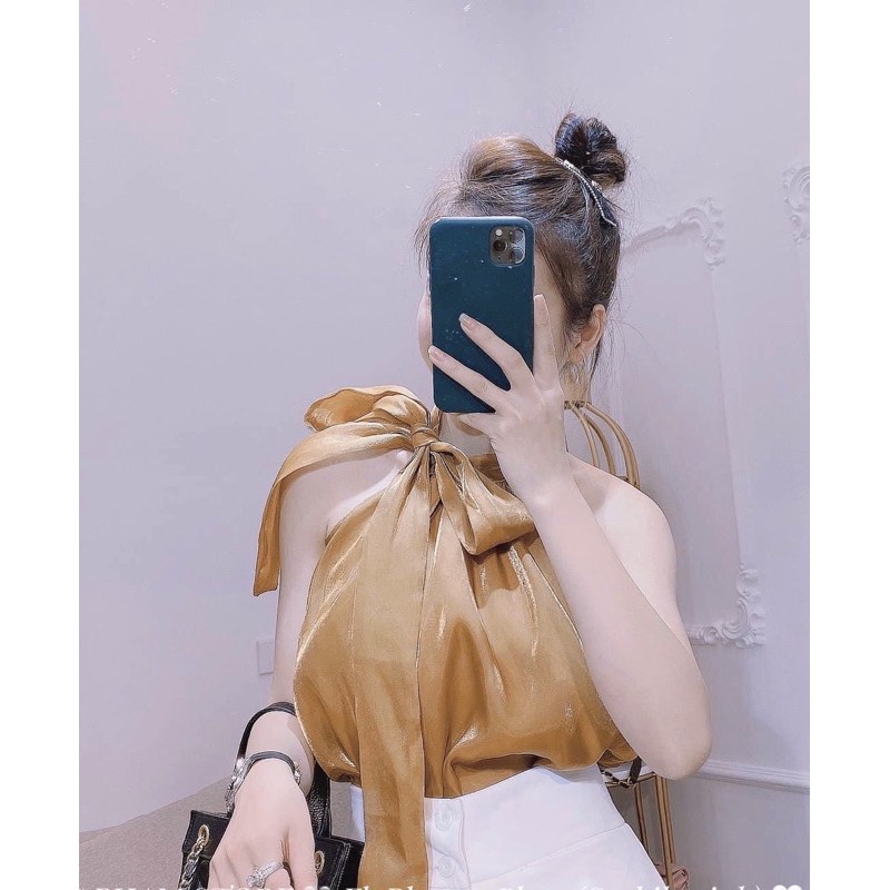 ÁO TƠ CỔ YẾM CỘT NƠ CỰC XINH