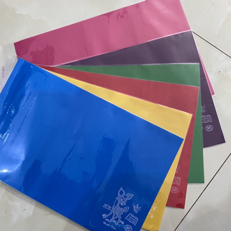 [Lốc 10 tờ] Bao tập nhiều màu (Giấy Kiếng Trong Con Nai + Giấy Màu Thủ Công Bao Tập) - khách tự chọn màu