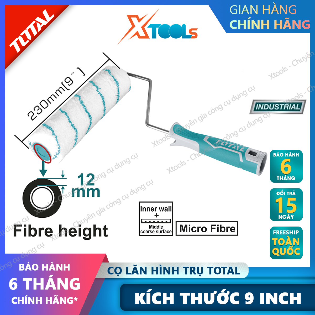 Share: 0 brush paint roller cylindrical total THT8592 9 inch, cotton roller ultrafine fiber Micro Fibre 12mm durable plastic handle ABS flexible