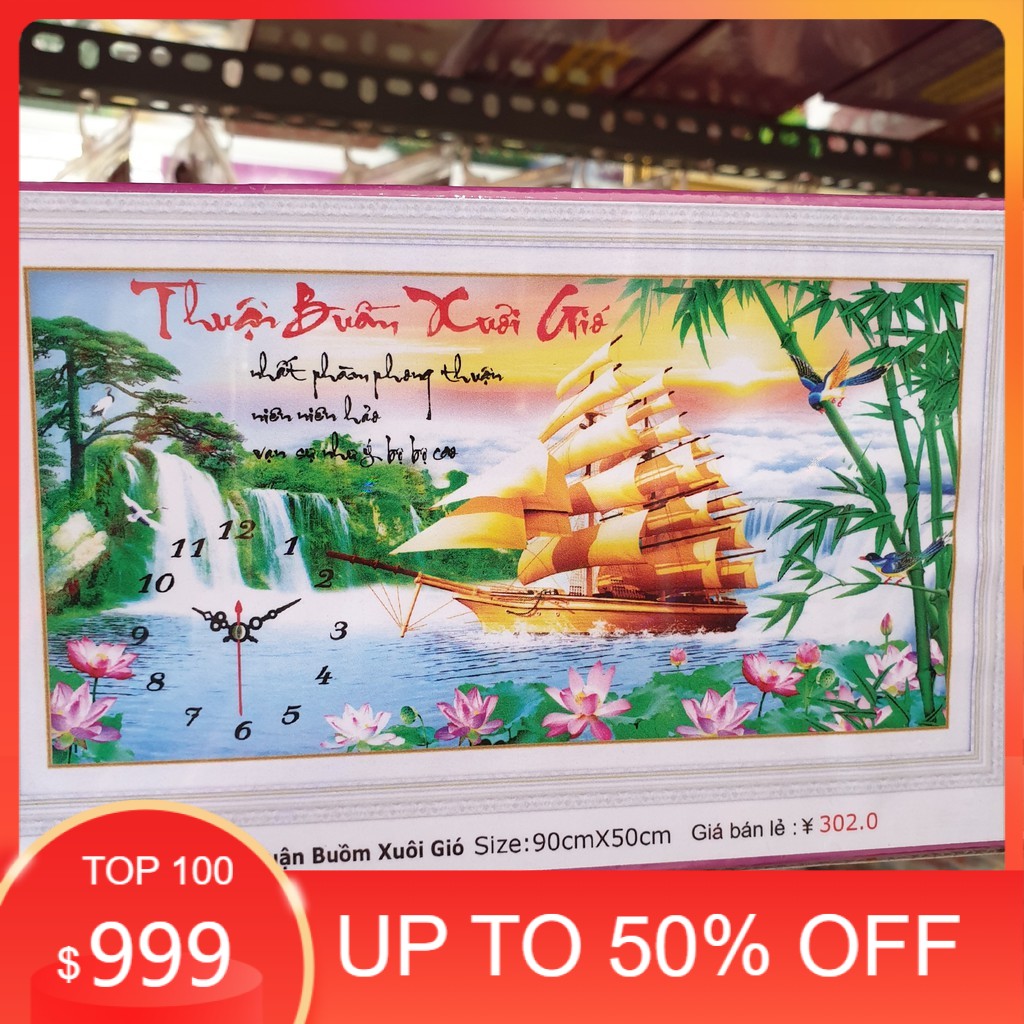 Tranh Đính Đá THUẬN BUỒM XUÔI GIÓ. Kích Thước: 90cm x 50cm