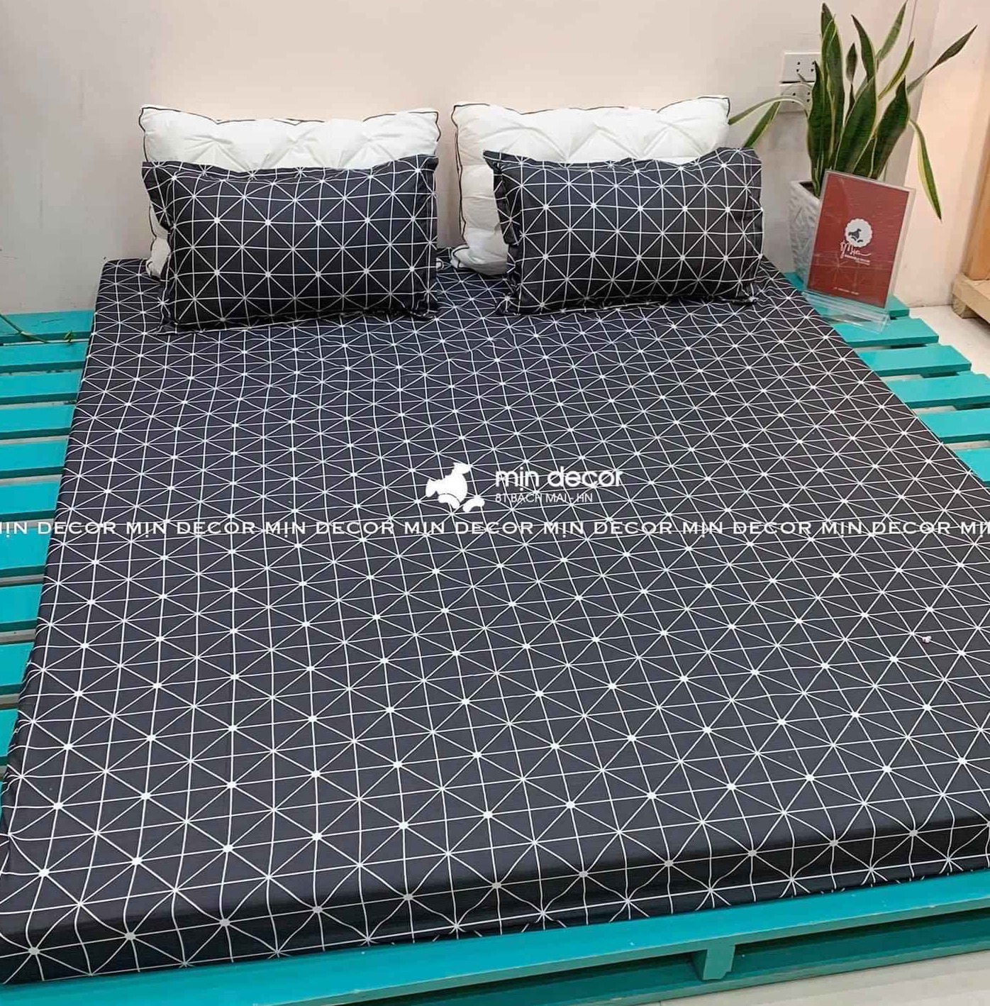 Bộ ga gối cotton Việt kẻ chéo bo chun đủ kích thước