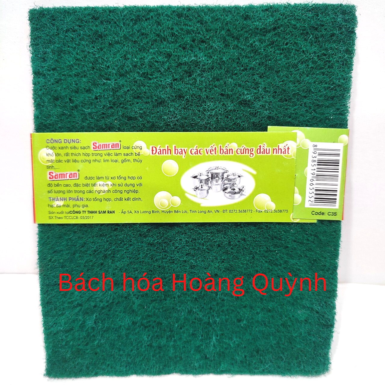 2 miếng cước xanh rửa chén cỡ lớn Samran 13.5x16.5cm.
