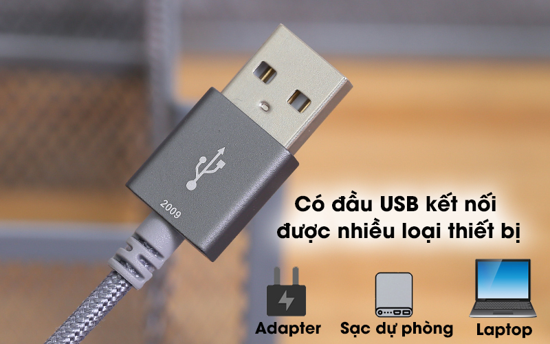 Cáp Lightning MFI 1m Mbest DS949-WB Xám ( Likenew )