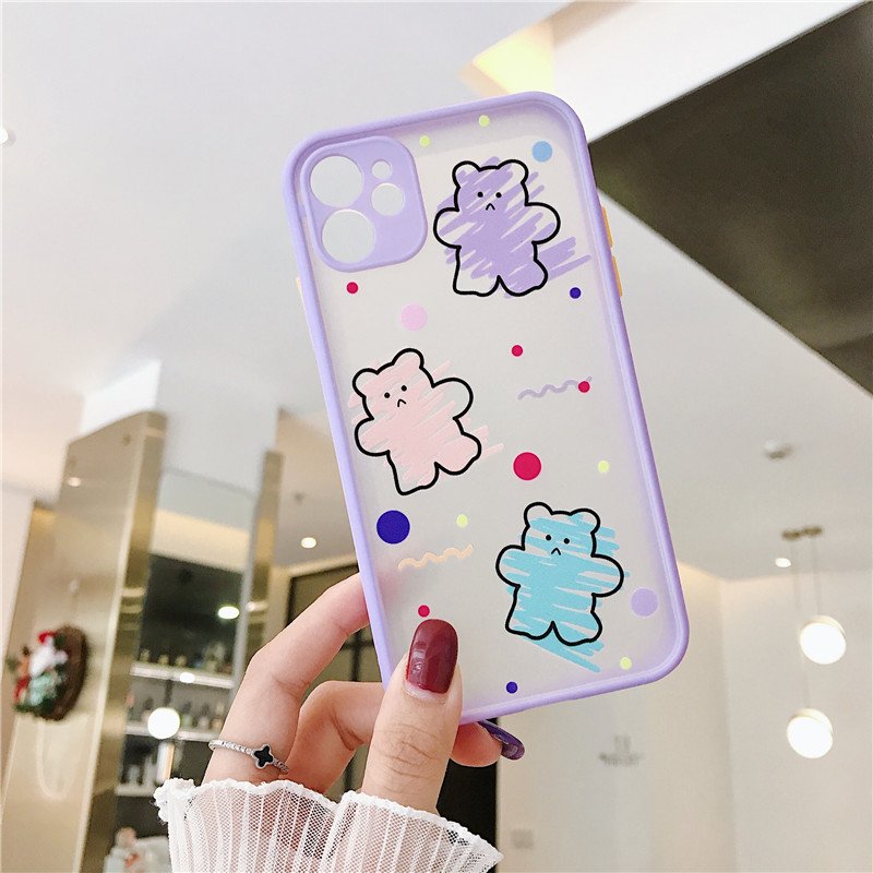 Ốp Lưng Nhám Chống Sock Va Đập Bảo Vệ Camera Happy Bear