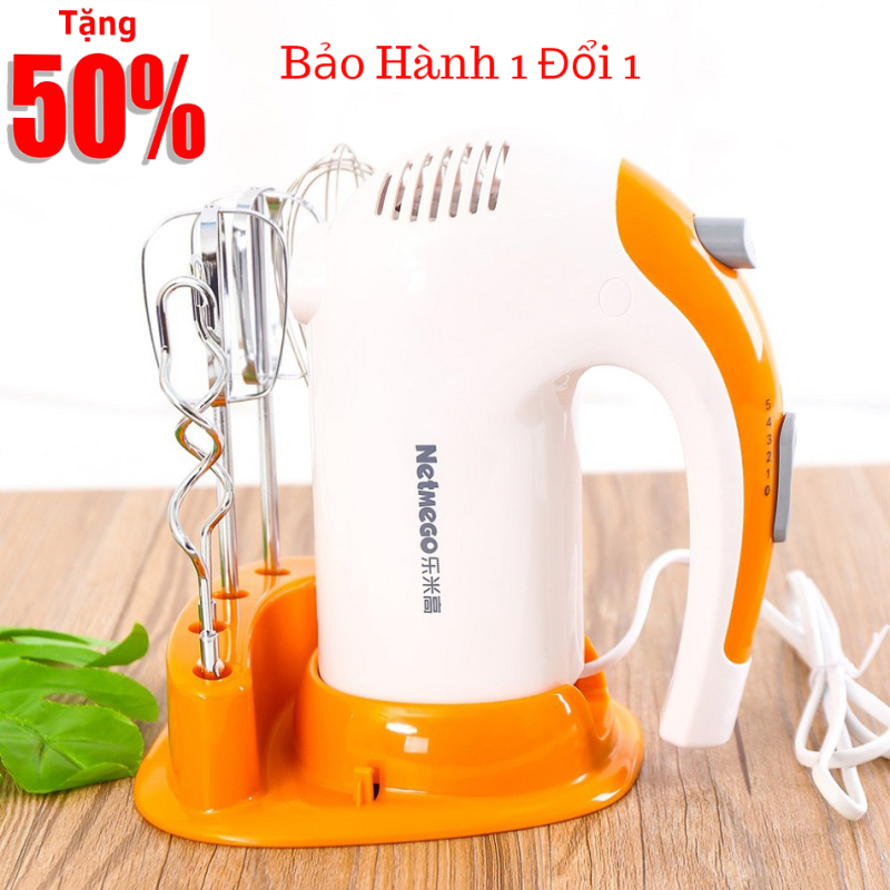 Máy Trộn Bột Cầm Tay - Máy Đánh Trứng Cầm Tay Netmego N38D 300W Cao Cấp, Đa Chức Năng: Đánh Trứng, Đánh Kem, Nhào Bột, Tạo Bọt Cà Phê...Và Các Loại Thực Phẩm Khác