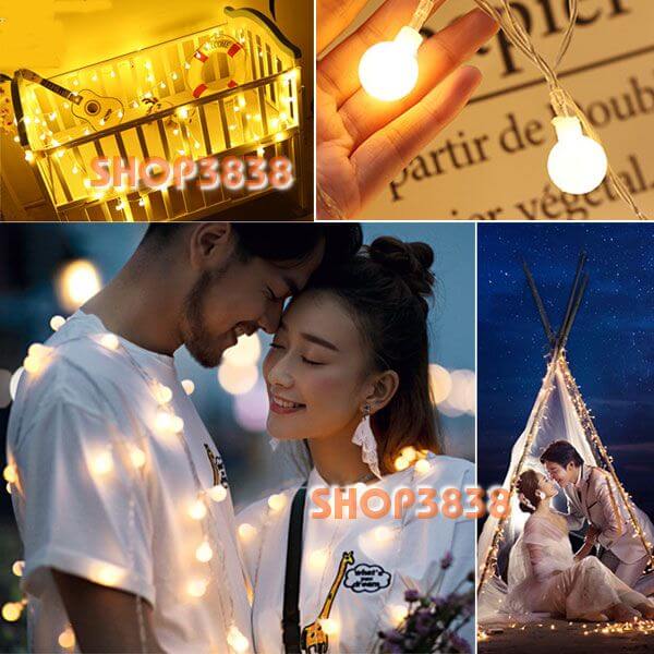 [HCM]Lựa Nguồn (Pin- USB- Điện) Dây Đèn Led Bi Tròn Dài 6M - 40 Bóng