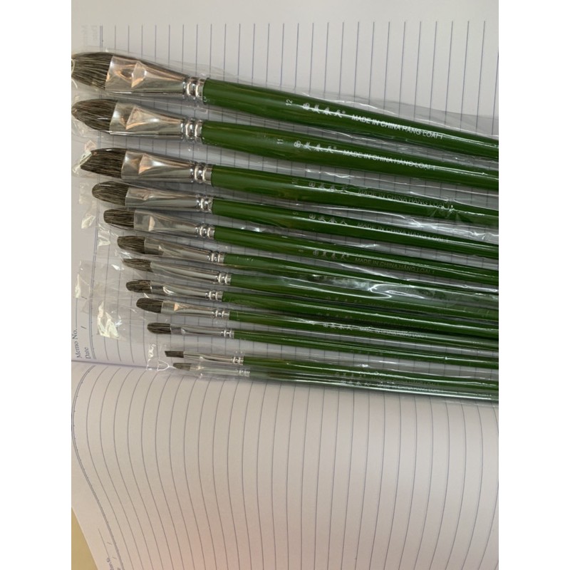 Bộ Cọ Vẽ Lông Chồn Xanh Loại 1 (12/6 Cây)