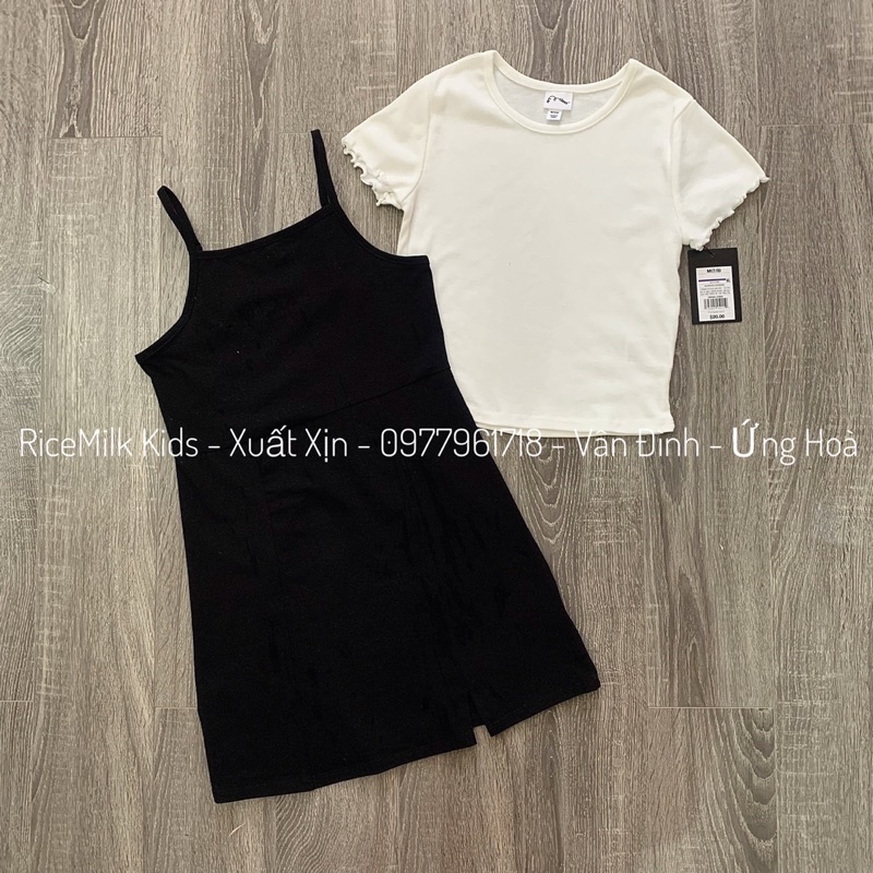 Áo kèm váy cho bé gái đen hai dây xuất dư xịn