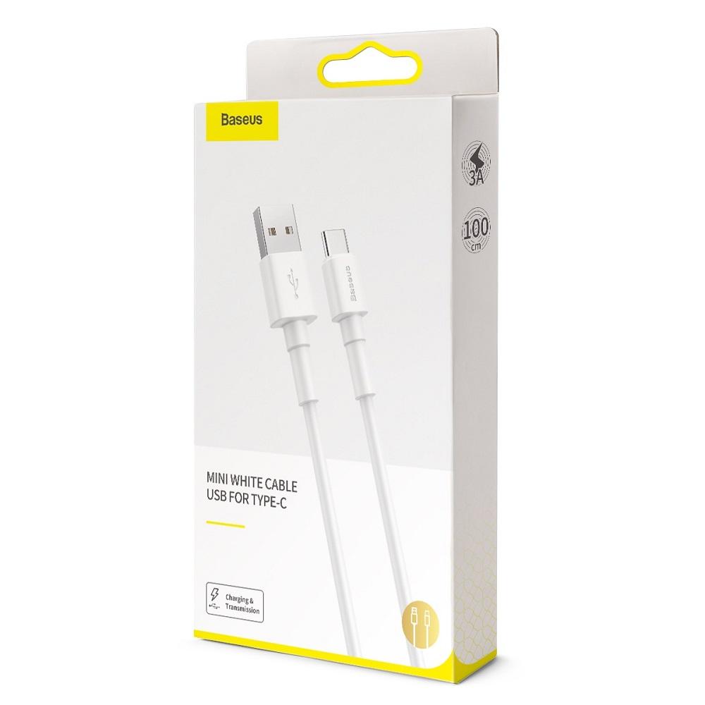 Cáp sạc nhanh và truyền dữ liệu Baseus Mini White Cable USB For Lightning (2.4A)/Micro USB (2.4A)/Type C (3A), chiều dài 1m, truyền dữ liệu tốc độ cao 480Mbps