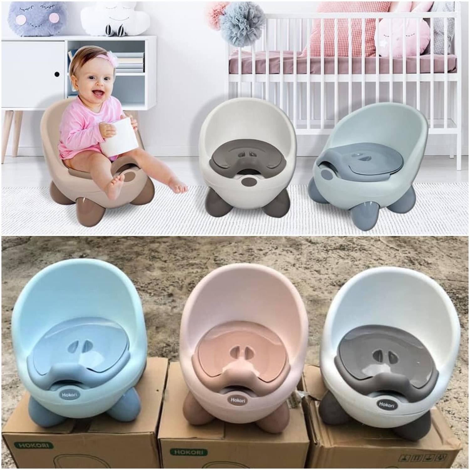 Bô gấu hokori đi vệ sinh cho bé cao cấp giúp bé tập đi vệ sinh, bô gấu hokori có ngăn chứa dễ tháo lắp