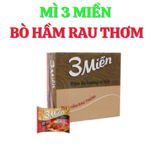 Thùng 30 gói mì 3 Miền GOLD 75gr 3 vị (bò + Chua cay đặc biệt + Chua cay Thái)